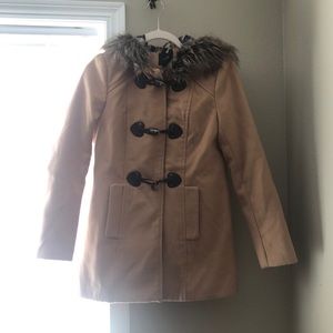 Forever 21 Fur Hooded Trench. Small.